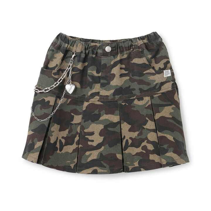 Chain-Accent Pleated Hem Skirt,Black, medium image number 21