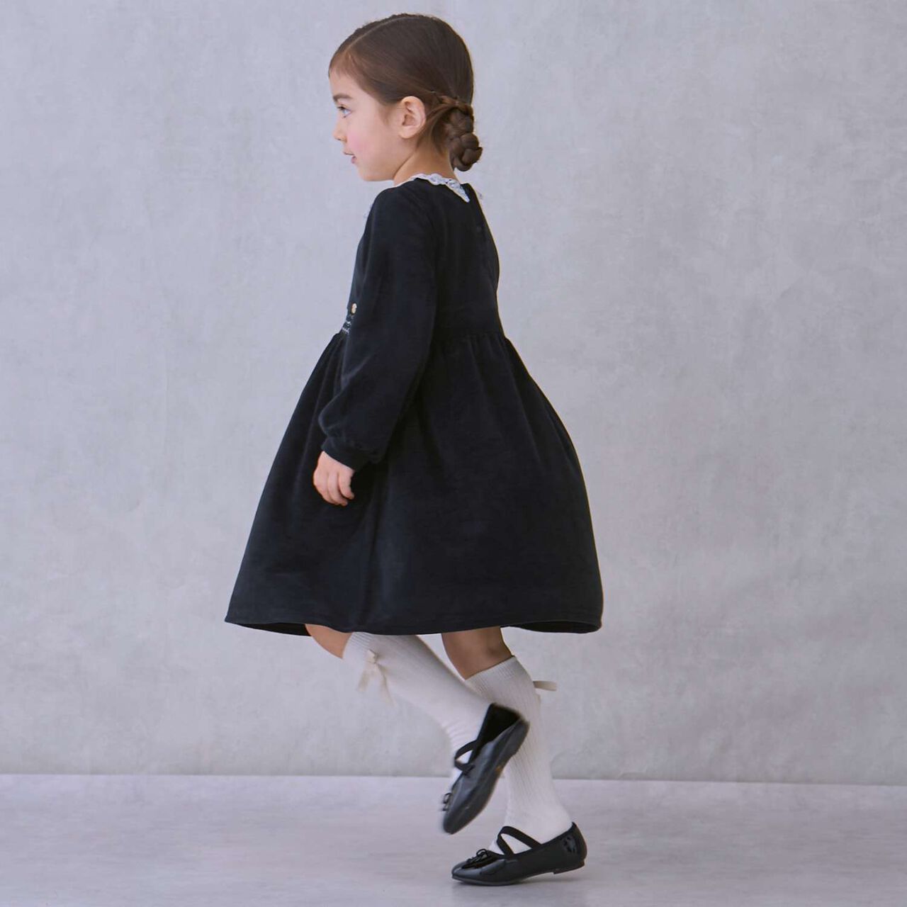 Velour Lace One-Piece Dress,Light pink, large image number 2