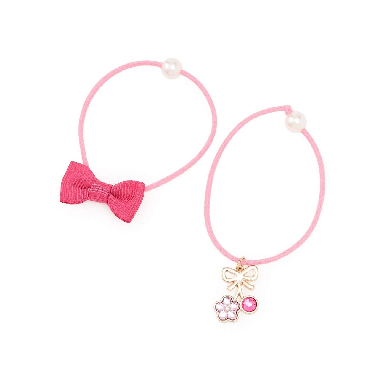 Ribbon Motif Hair Ponytail Holder,Pink, large image number 0