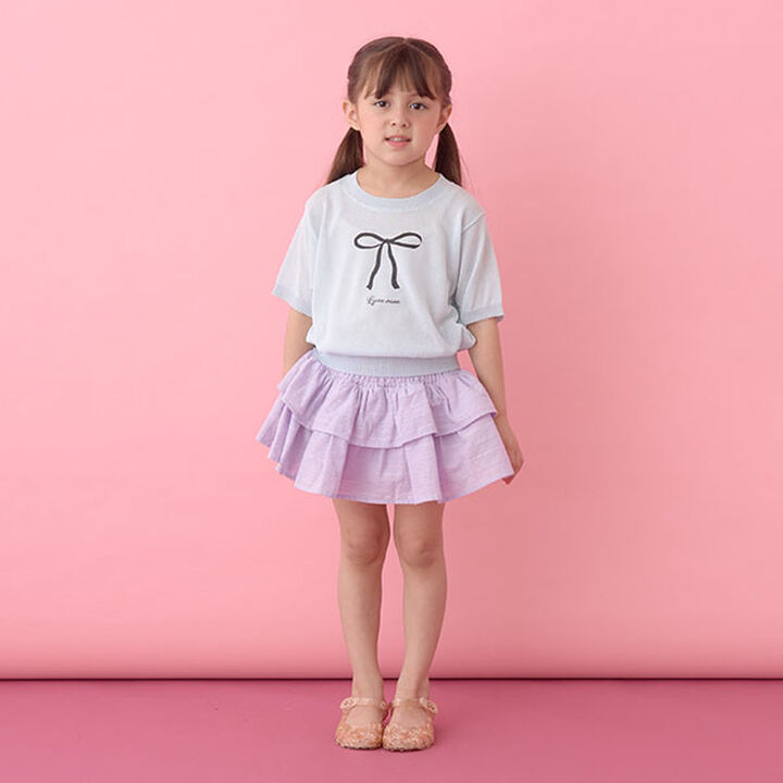 [Machine Washable] Sheer Short-Sleeve Knit Top,Black, medium image number 6