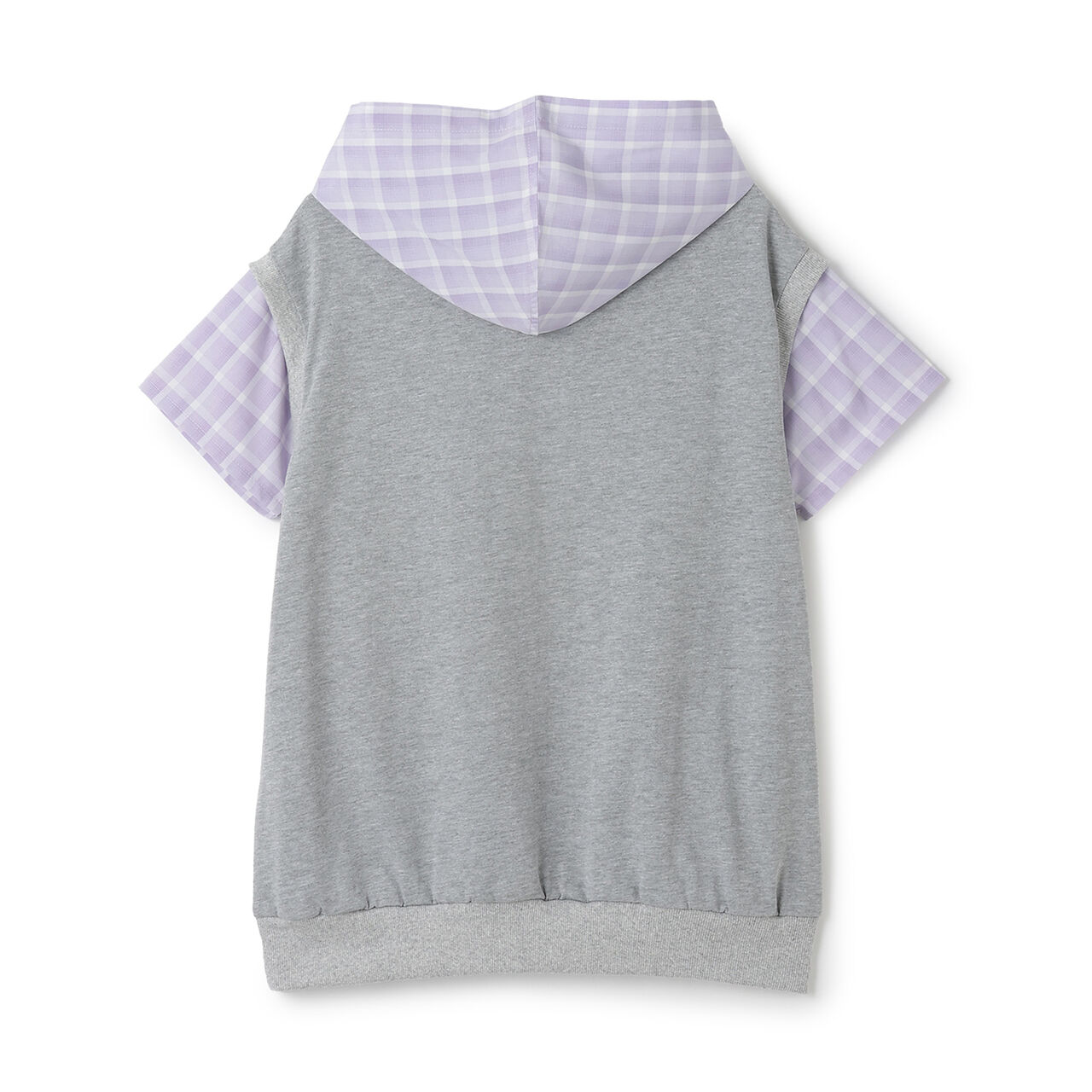 Layered Shirt Hoodie One-Piece Dress,Smoke white, large image number 8
