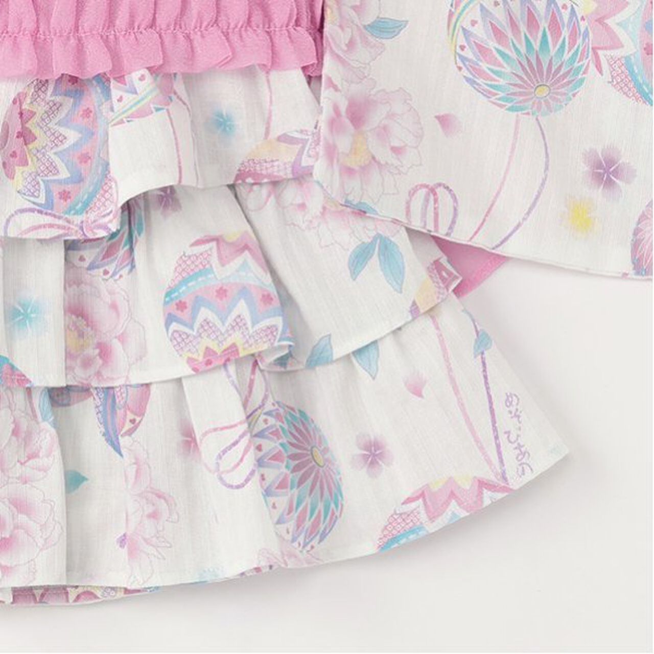 Temari Flower Pattern Yukata Dress,Off white, large image number 10