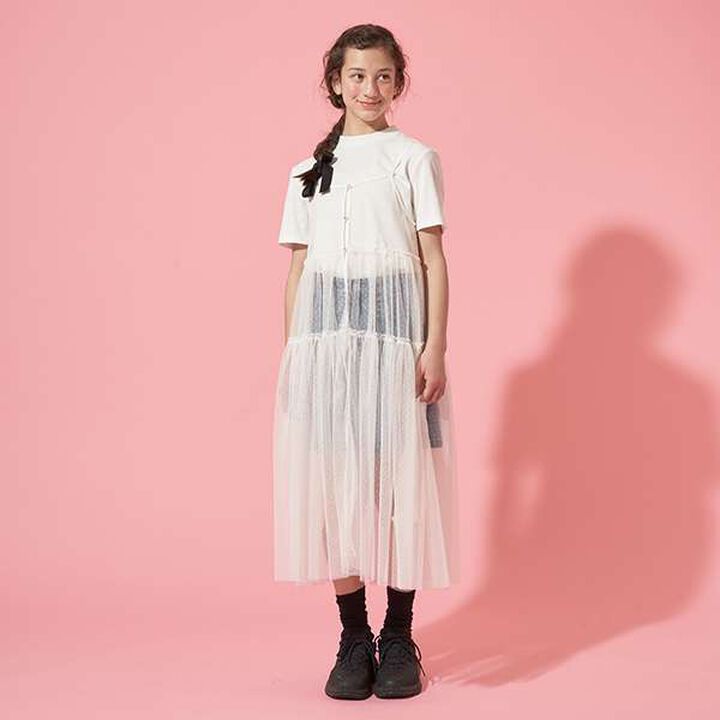 [AMI] Dot Tulle One-Piece Dress Inner Wear Set,Black, medium image number 9