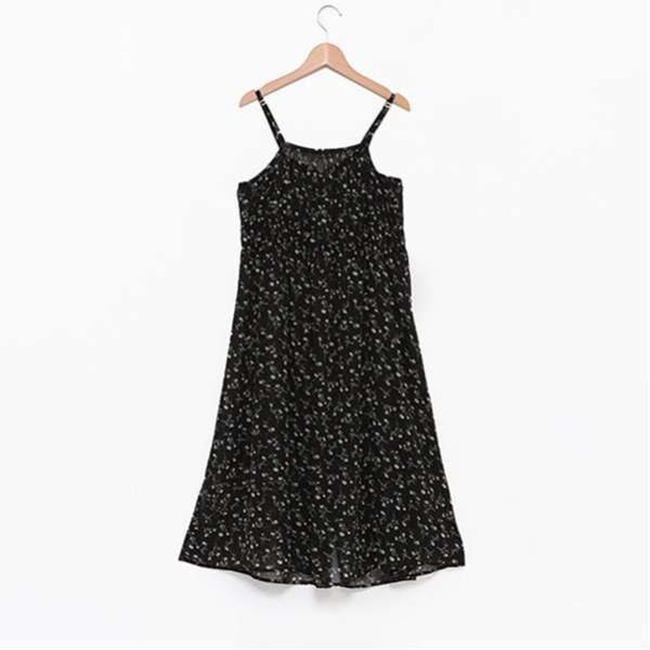 Floral Print Camisole One-Piece Dress,Black, large image number 1