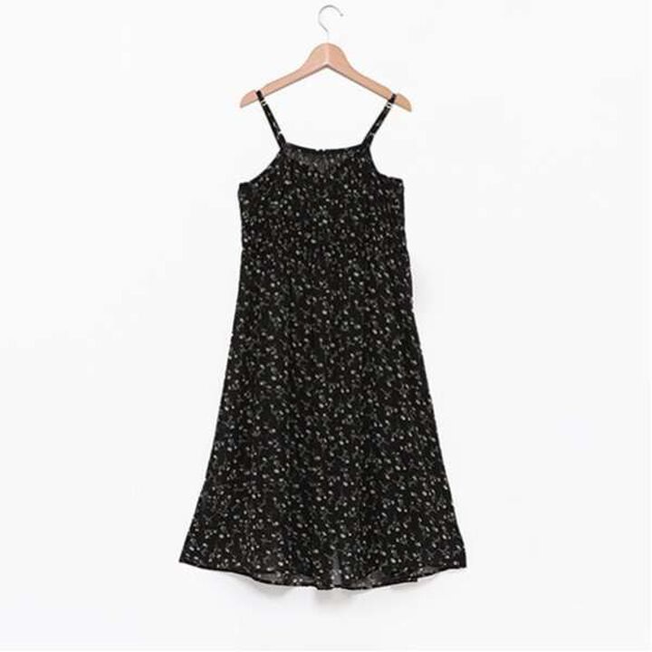 Floral Print Camisole One-Piece Dress,Black, medium image number 1