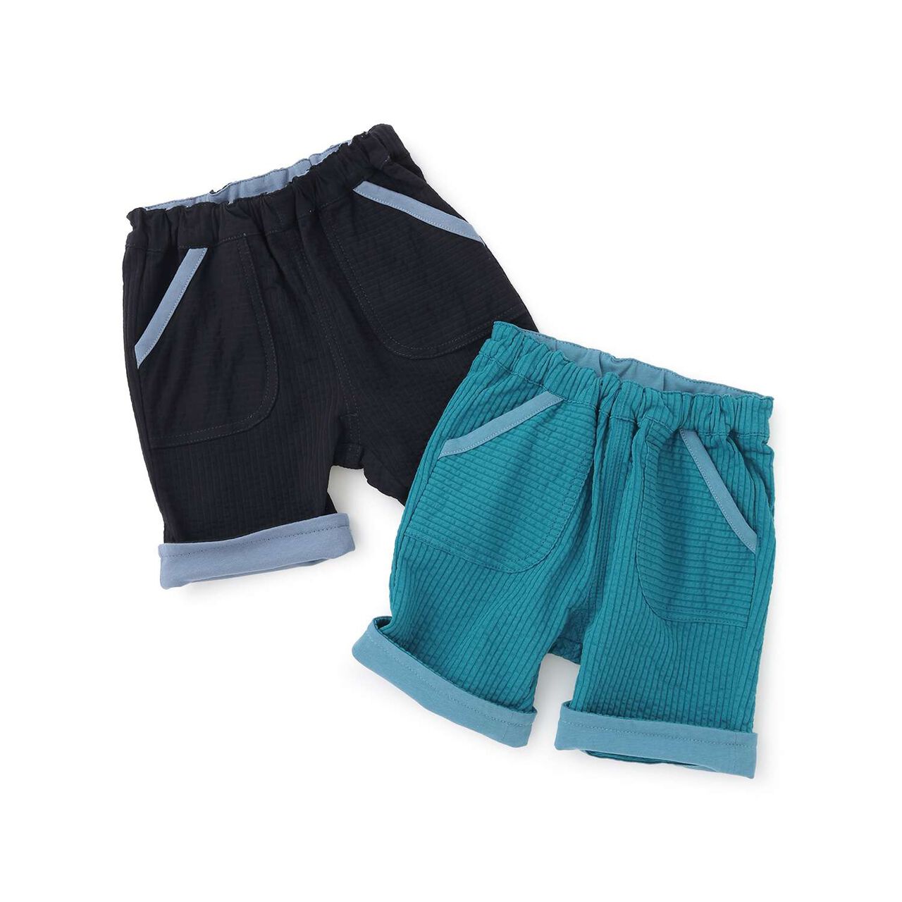 Stretch Seersucker Half Pants,Blue green, large image number 9