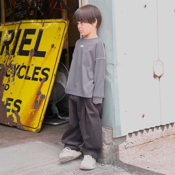 [MNCM] [Comfortable Jersey Fabric] Piping Big T-Shirt,Charcoal gray, medium image number 23