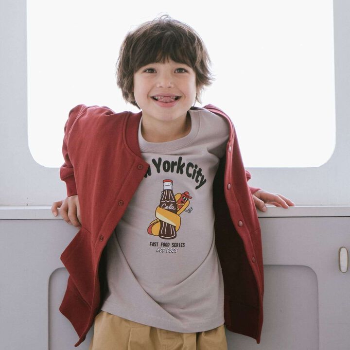 Sweatshirt Crew Neck Cardigan,Black, medium image number 1