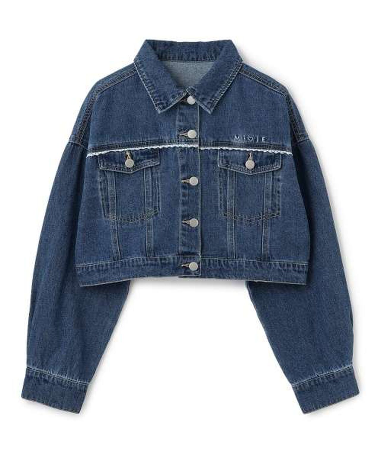 Motif Logo Denim Jacket,Deep blue, large image number 0