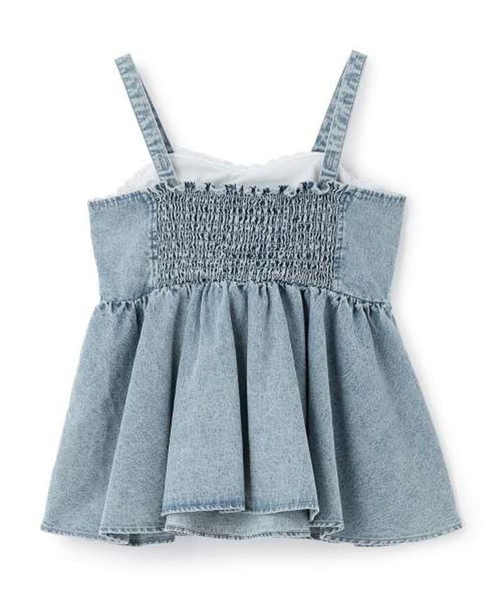 Denim Ribbon Bustier,Deep blue, medium image number 8