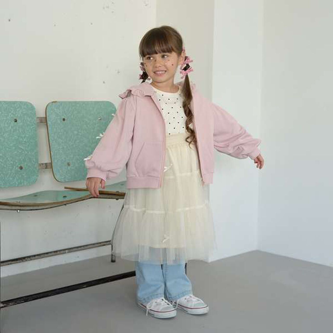 Tiered Tulle Skirt with Ribbon,Black, large image number 18