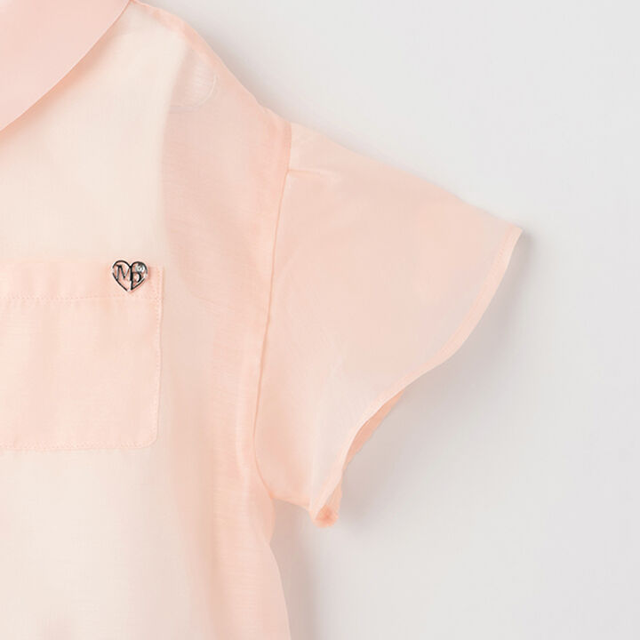 Sheer Shirt & Logo Rib Tank Top Set,Peach, medium image number 6