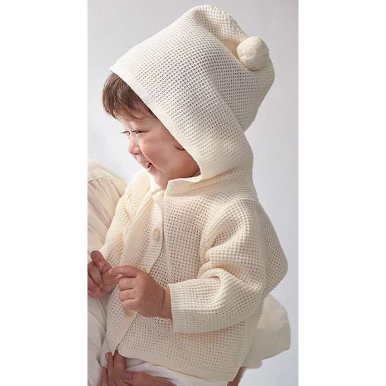 Hooded Cardigan,Light green, large image number 1