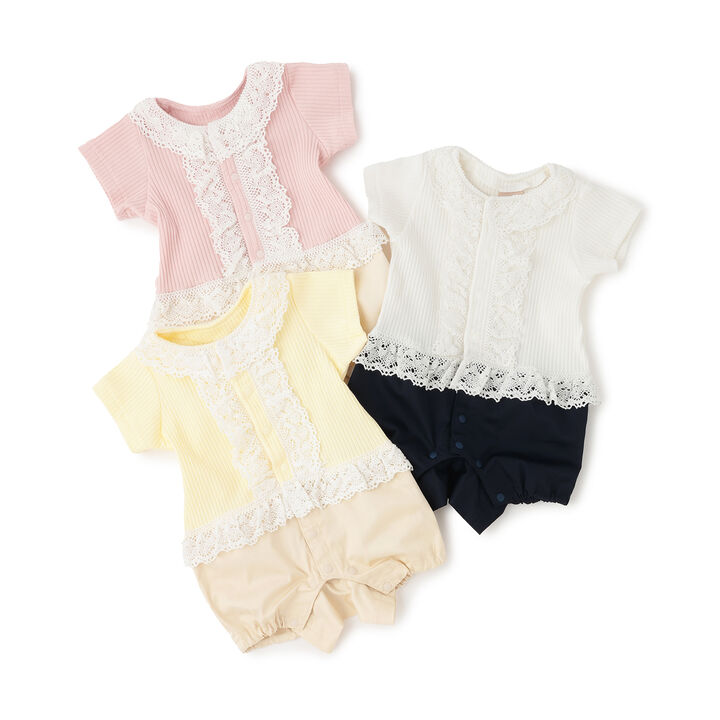 Color-Block Lace Coverall,Ivory, medium image number 6