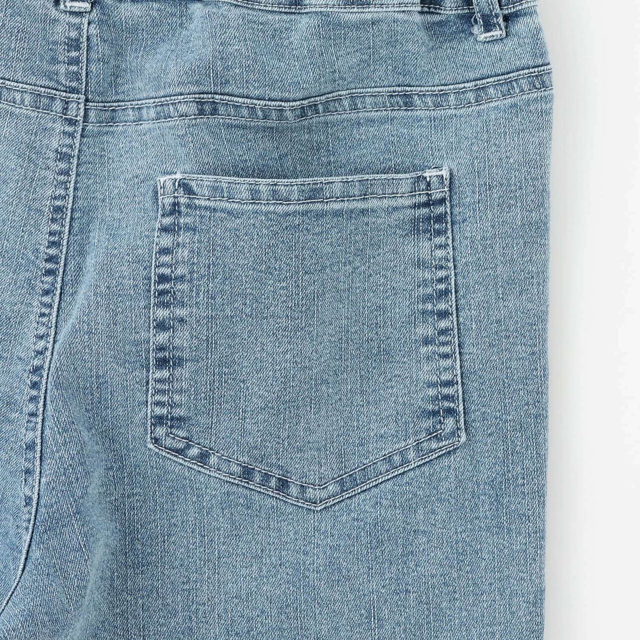 [Trois Lapins] Stretch Denim Roll-Up Pants,Sax blue, large image number 6