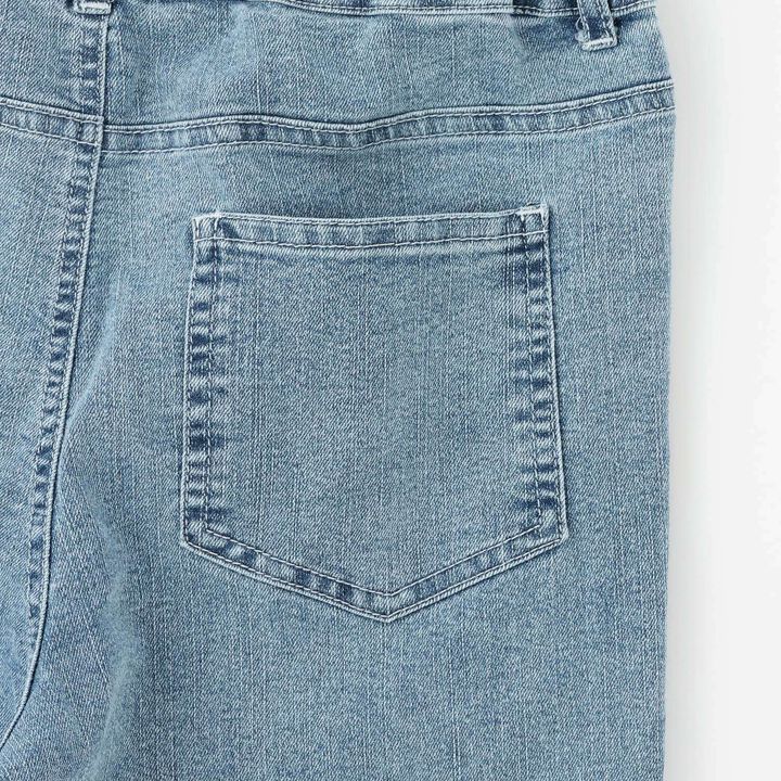 [Trois Lapins] Stretch Denim Roll-Up Pants,Sax blue, medium image number 6