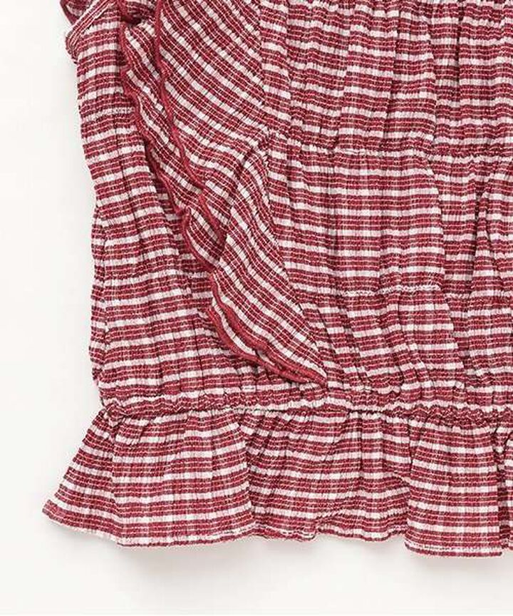 Frill Sleeve Checkered Blouse [Korean Fashion],Black, medium image number 10