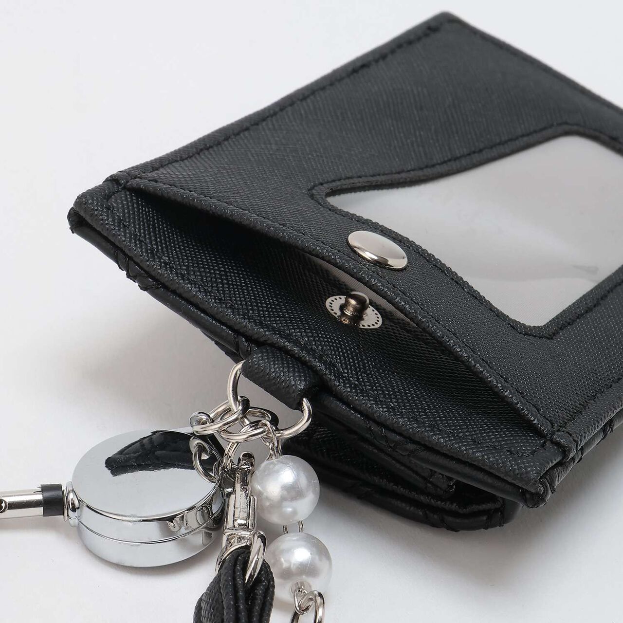 Quilted Design Multi Card Holder,Black, large image number 6