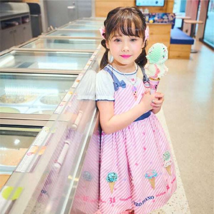 [31 Ice Cream] Docking One-Piece Dress,Red, medium image number 1