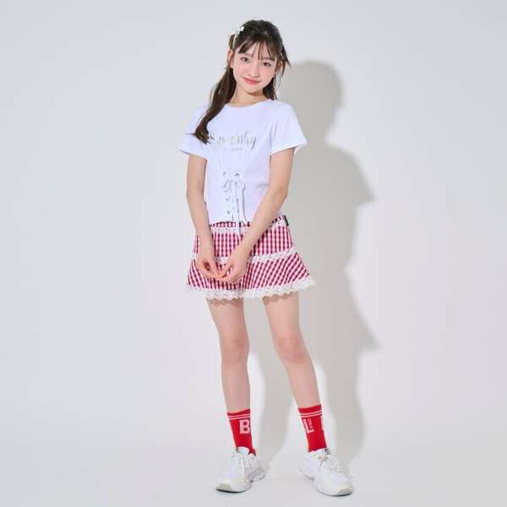 [Featured in Q-Gal] Front Lace-up T-shirt,Off white, medium image number 11