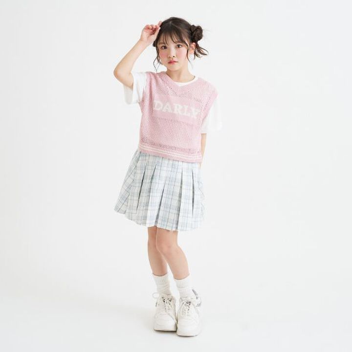 Washable Mesh Knit Vest + Short Sleeve T-Shirt,Sax blue, medium image number 23