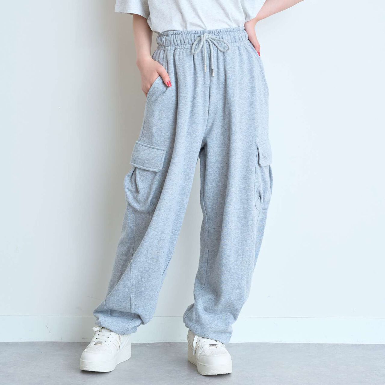 [LTXC - 100% Cotton] Cargo Curve Sweatpants,Top gray, large image number 1