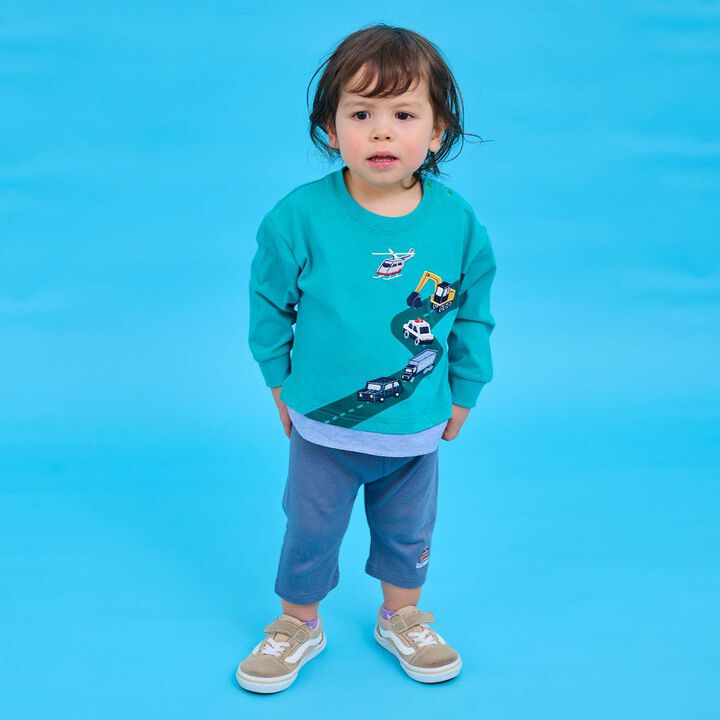 Car One-Point Embroidery 6/10 Length Leggings,Blue gray, medium image number 13