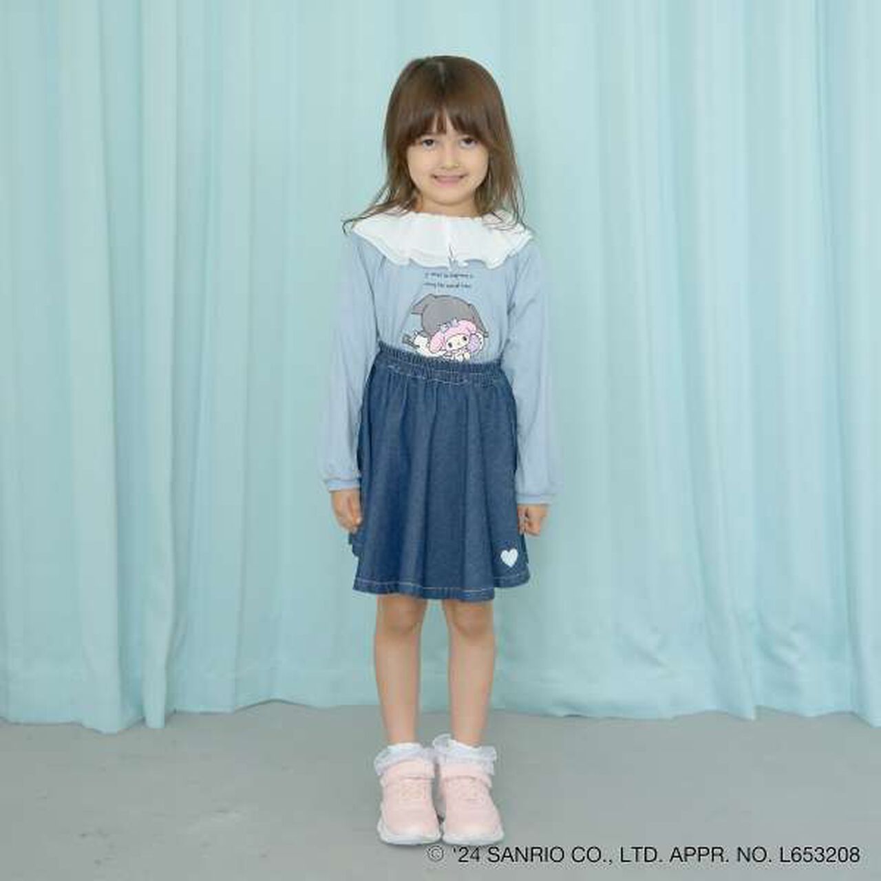 Sanrio Sheer Collared A-Line Print T-Shirt,Mint, large image number 5