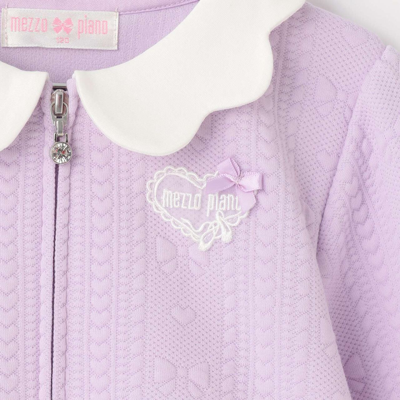 Ballet Scallop Trim Front-Opening Jacquard One-Piece Dress,Lavender, large image number 3