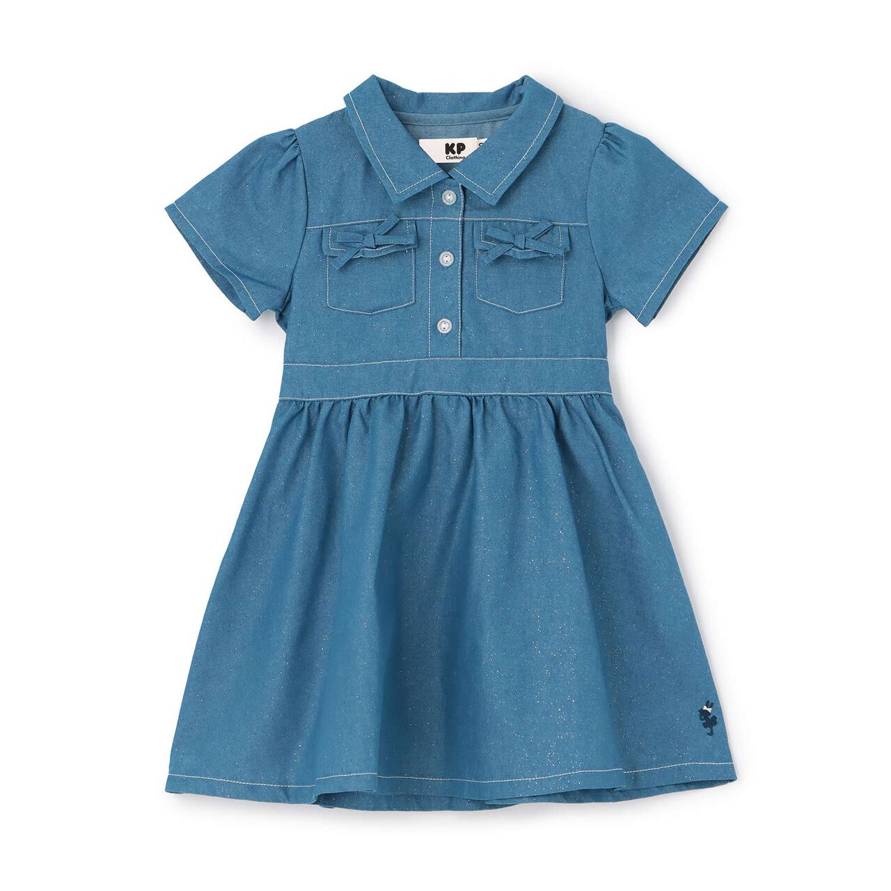 Lame Denim Shirt Dress,Blue, large image number 0