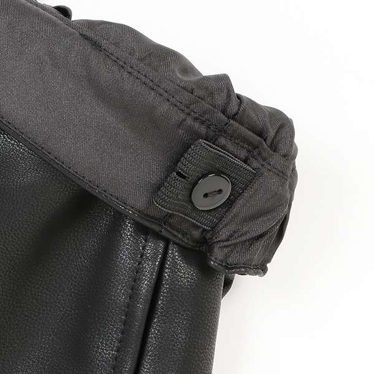 Faux Leather Shorts with Pouch,Black, large image number 6