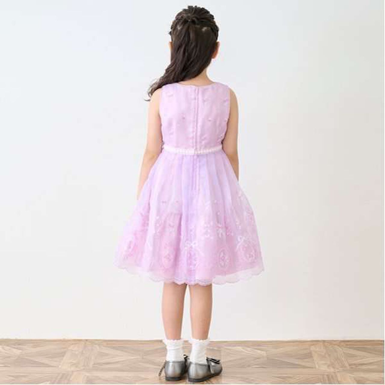 Rose Embroidery Organza One-Piece Dress,Black, large image number 8