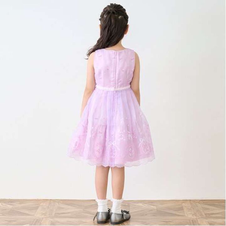 Rose Embroidery Organza One-Piece Dress,Black, medium image number 8