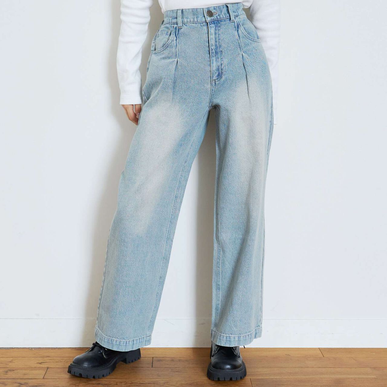 [LTXC] Tack Wide Denim Pants [Set Available],Gray, large image number 3