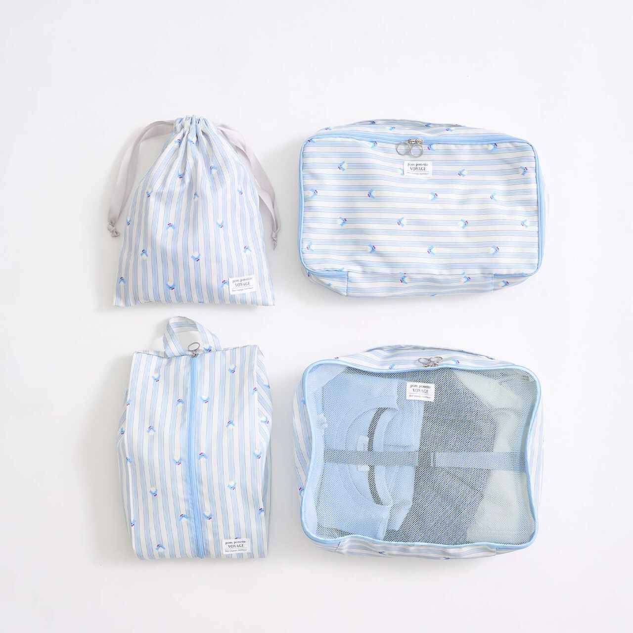 [Water Repellent] All-Over Pattern Travel Pouch,Light blue, large image number 7
