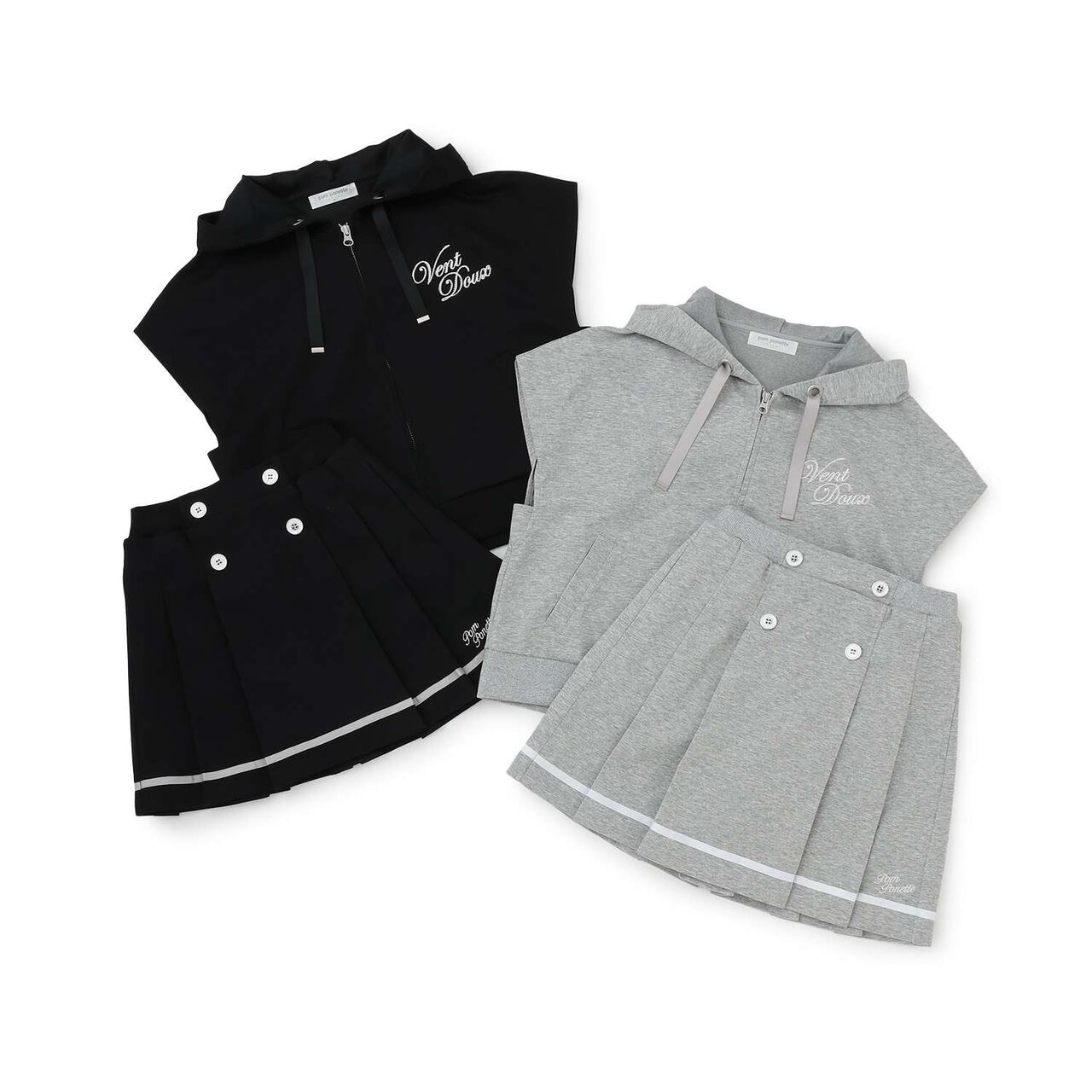 [Cool Touch] French Sleeve Parka Outfit Set,Top gray, large image number 4