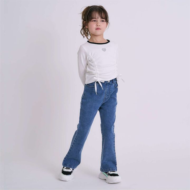 Stretch Denim Flared Pants,Blue, medium image number 9