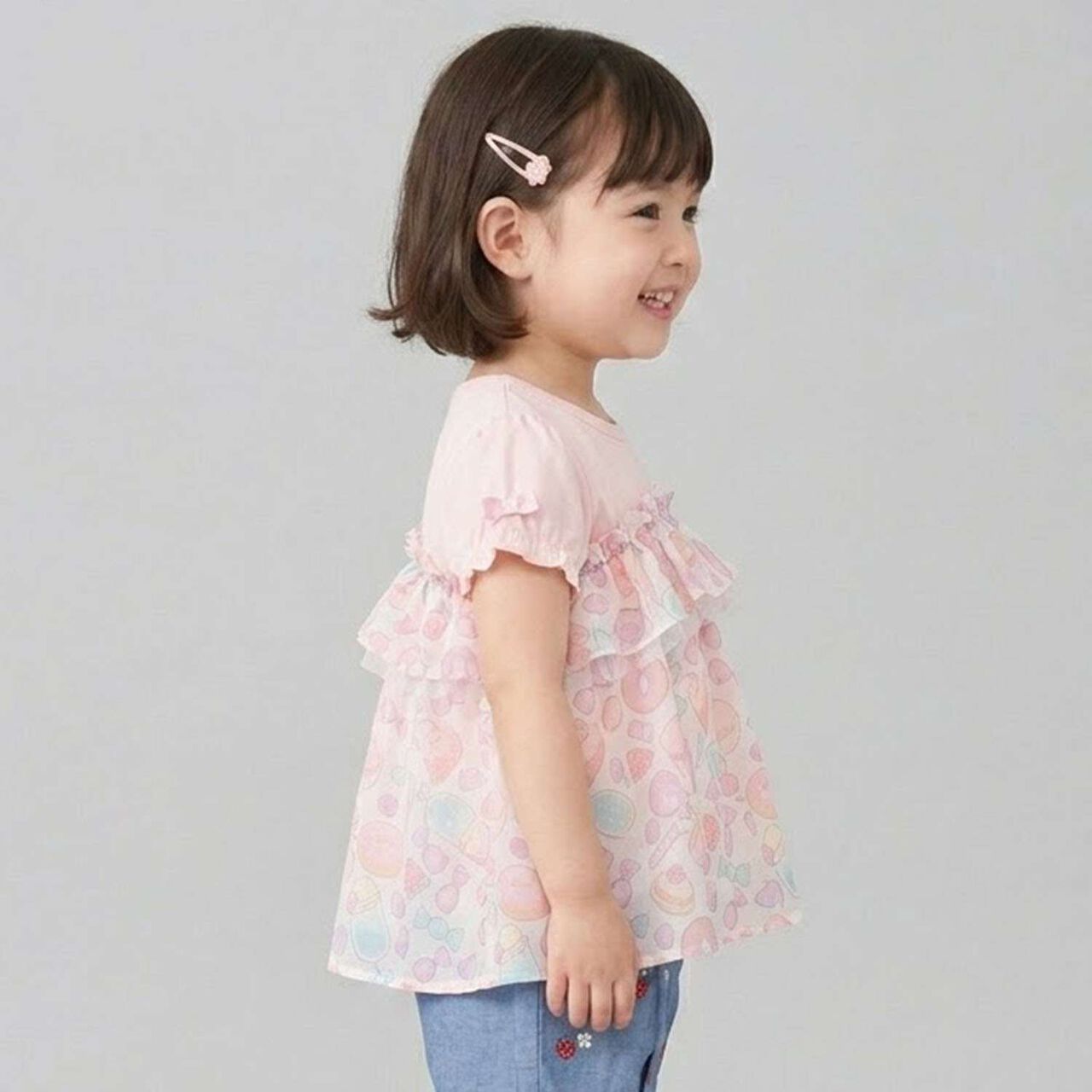 Sweets Motif Color-Block Top,Sax blue, large image number 4
