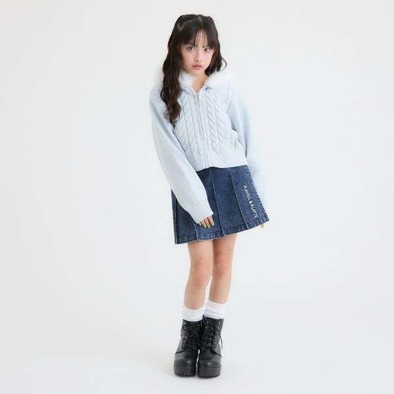 [Washable] Plush Knit Fur Zip Parka,Light pink, large image number 6