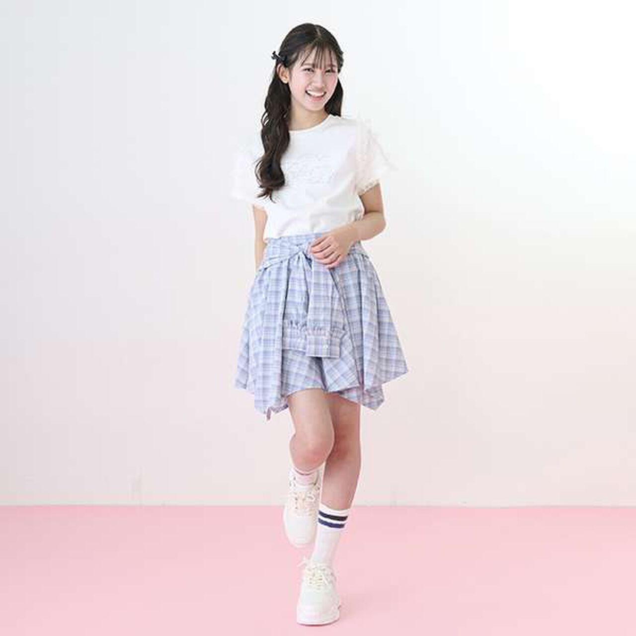 Knot Shirt Style Skirt with Shorts,Light gray, large image number 10