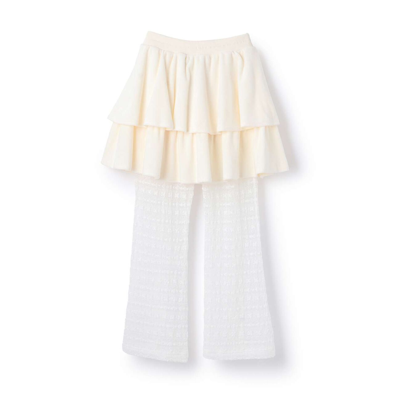 Tiered Skirt & Lace Pants Set,Ivory, large image number 1