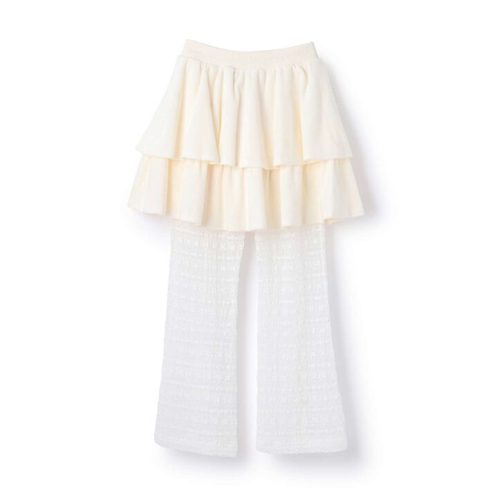 Tiered Skirt & Lace Pants Set,Ivory, medium image number 1