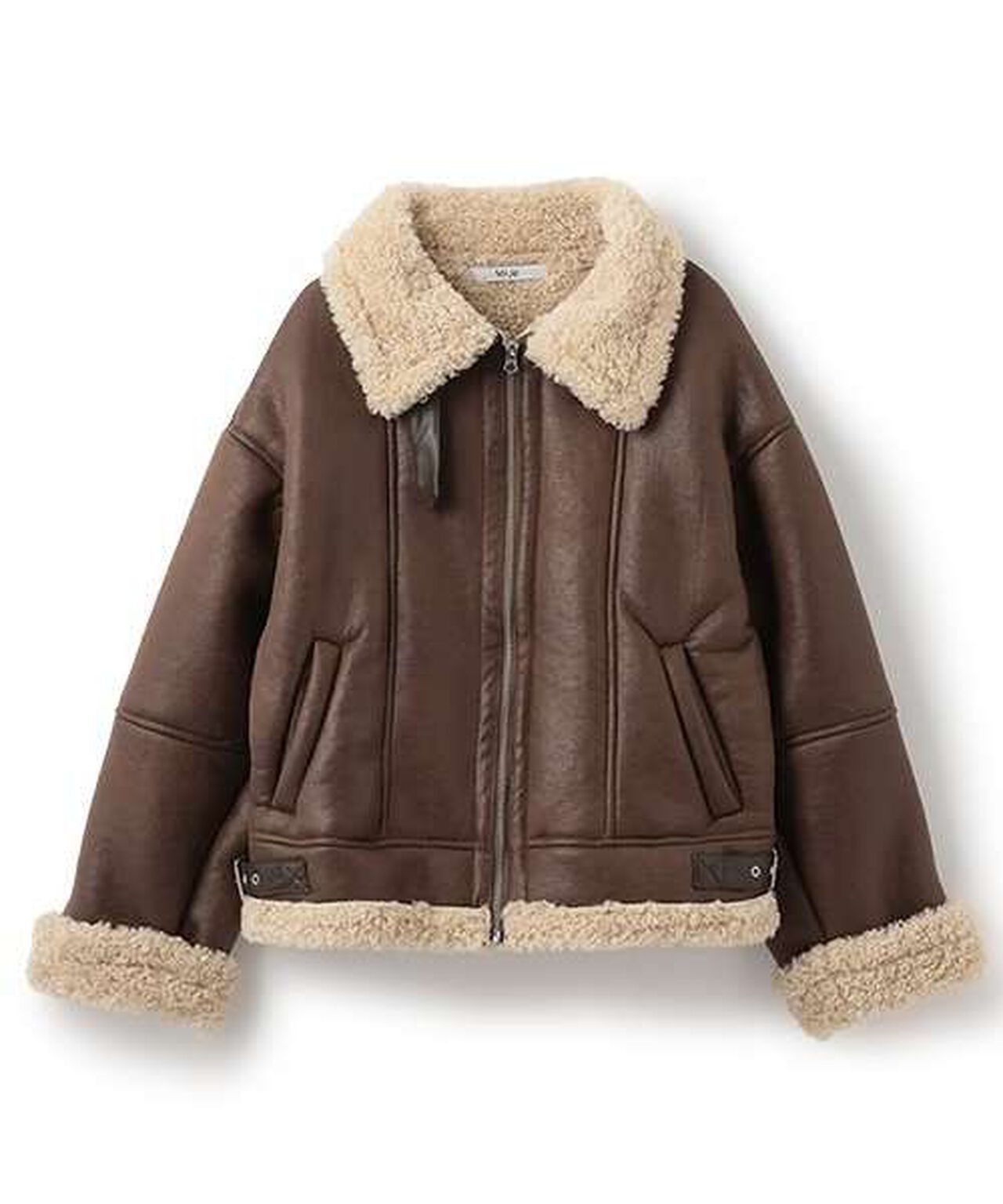 Mouton-Style Jacket,Ivory, large image number 4