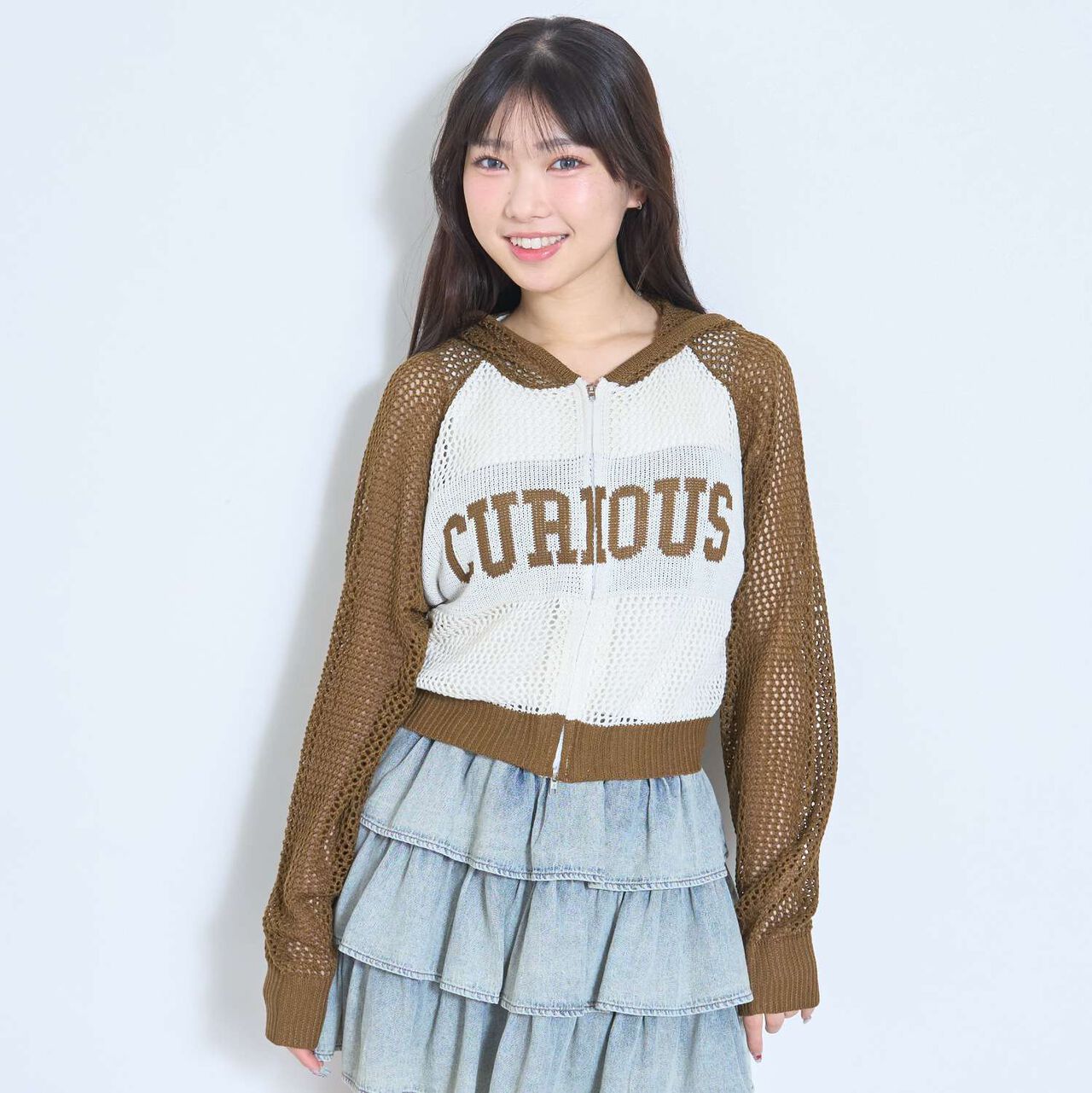 LTXC Washable Mesh Knit Zip Parka,Brown, large image number 1