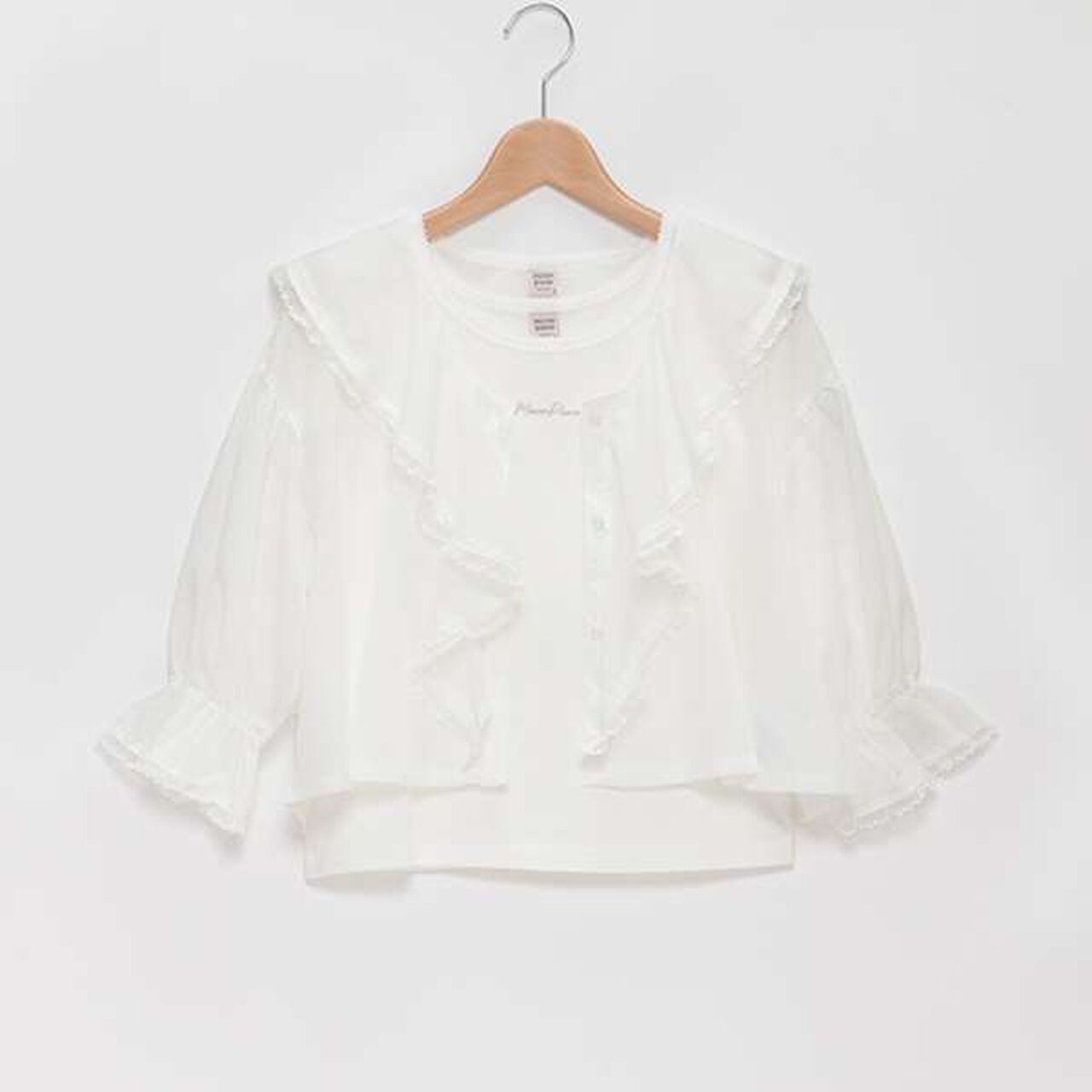 Frill Sailor Blouse & Tank Top Set,Sax blue, large image number 6