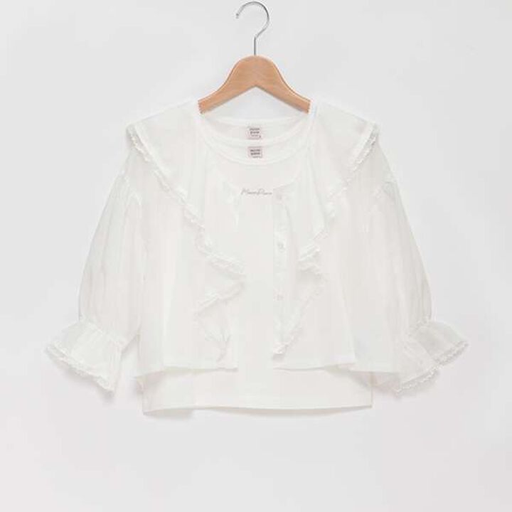 Frill Sailor Blouse & Tank Top Set,Sax blue, medium image number 6