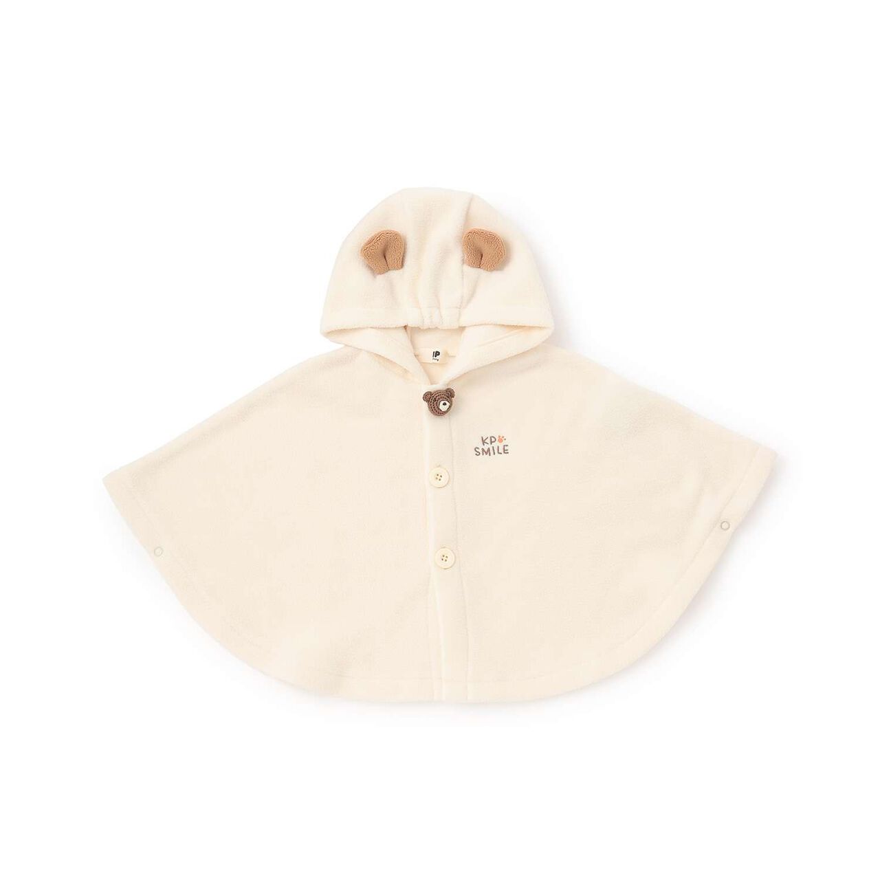 Bear Knit Plush Fleece Cape,Off white, large image number 0