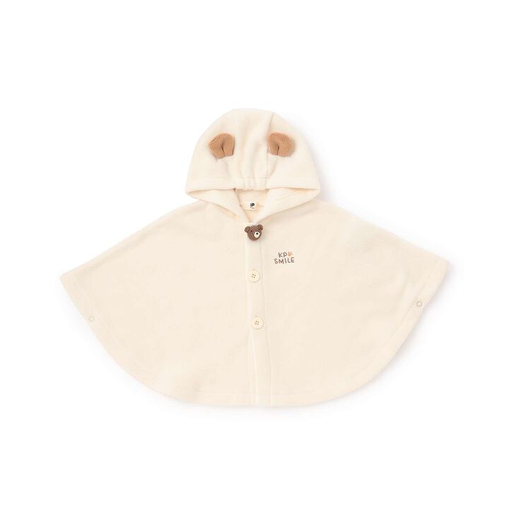 Bear Knit Plush Fleece Cape,Off white, medium image number 0