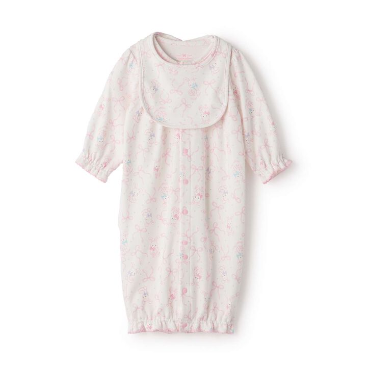 [Box Included] Rabbit Ribbon Pattern 2WAY All-in-One & Bib Set,Off white, medium image number 1