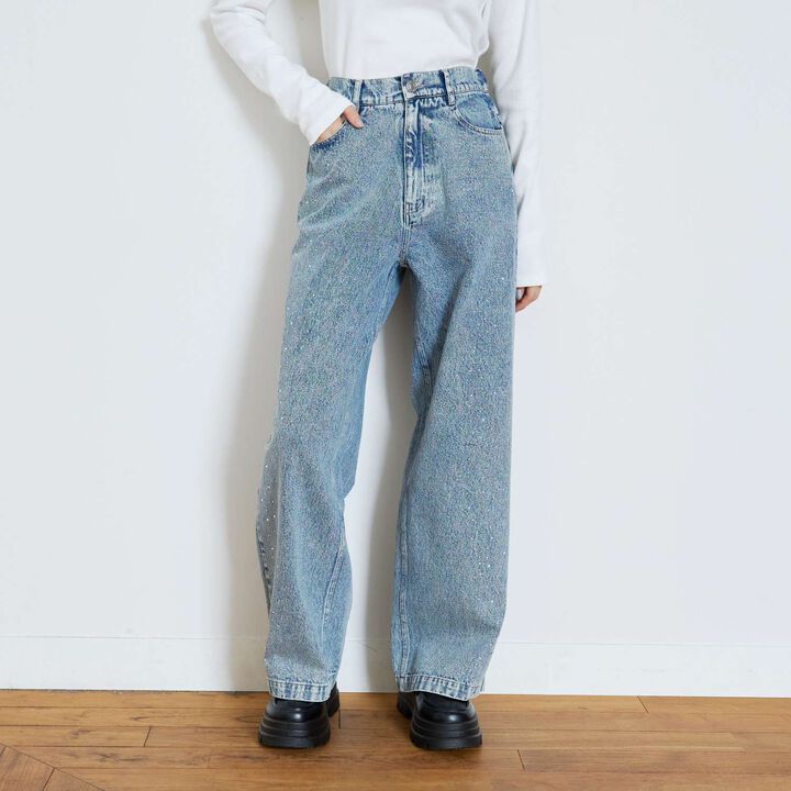 Stylish Stone Denim Pants,Blue, medium image number 9